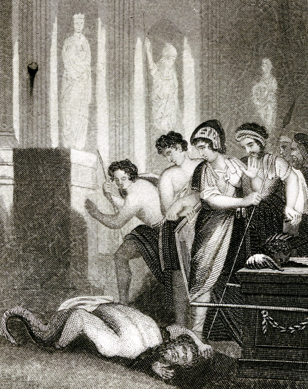 The idol Dagan falls to the ground when the Holy Ark of the Covenant is ...