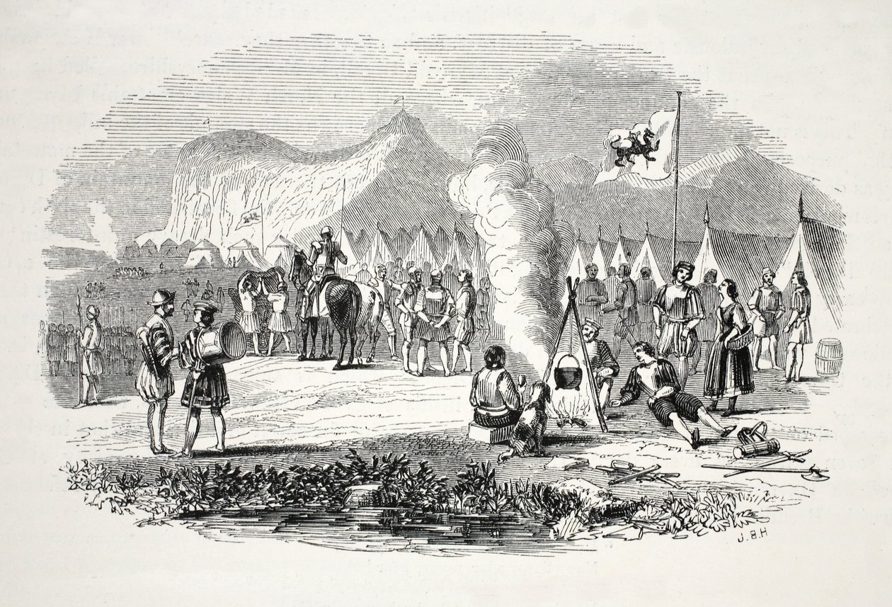 The Meeting of the North and South Wales Chieftains at the Breiddyn Hills, on Their Way to Bosworth Field by English School