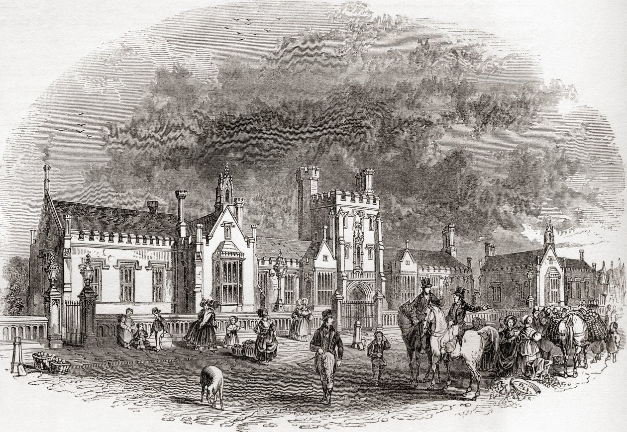 The Old Bedford School, as Rebuilt in the Late 19th Century, from Old England: A Pictorial Museum, pub. 1847 by English School