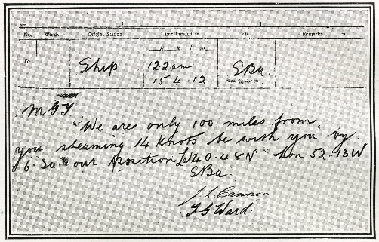 The Reply from the Russian Steamer, Birma, to Titanic
