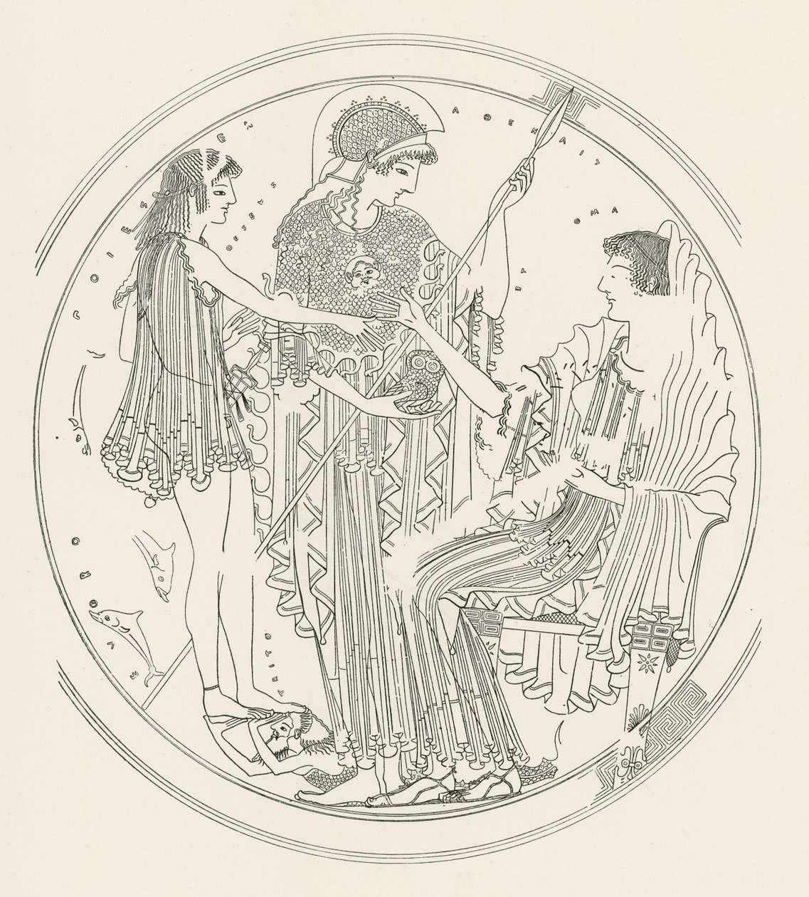 Theseus and Amphitrite (engraving) by English School