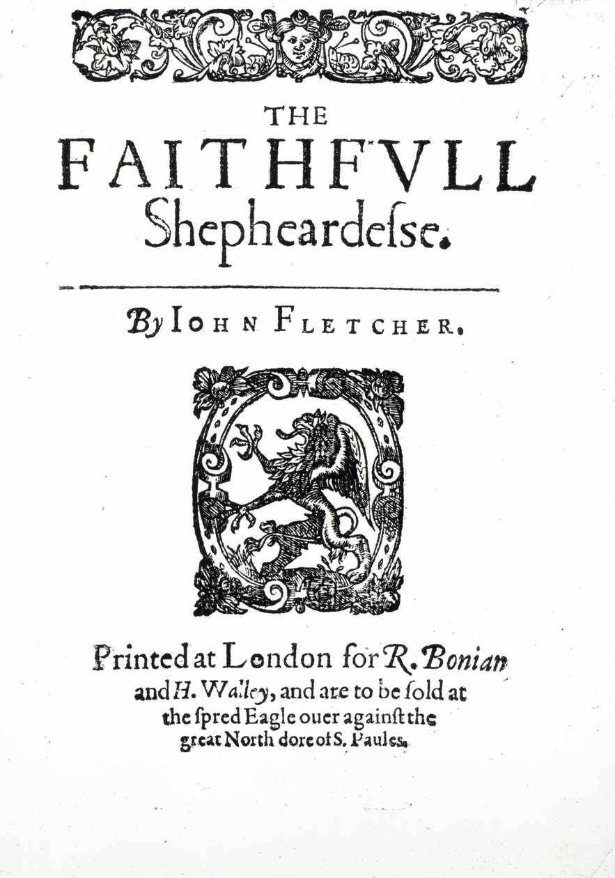 Title Page to The Faithfull Shepherdess by John Fletcher, c.1609 by English School