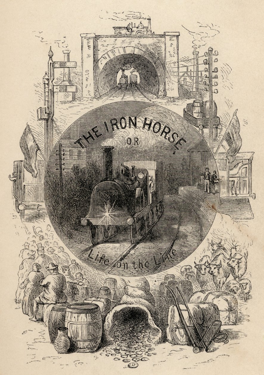 Title page of The Iron Horse or Life on the Line by R.M. Ballantyne, published 1884 by English School