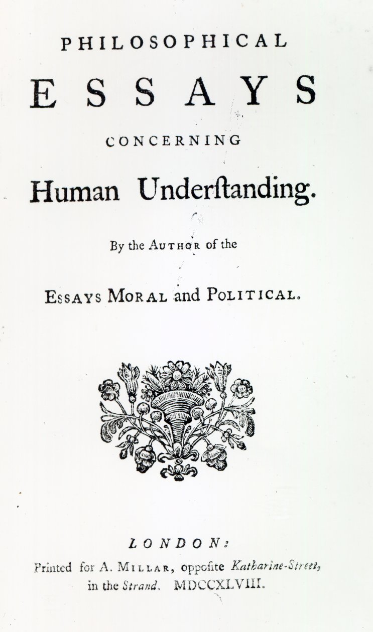 Titlepage of Philosophical Essays Concerning Human Understanding by David Hume, 1748 by English School