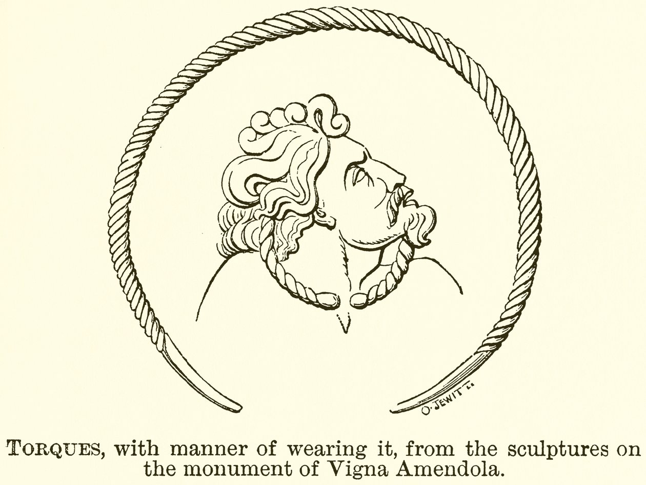Torques, with Manner of Wearing It, from the Sculptures on the Monument of Vigna Amendola by English School