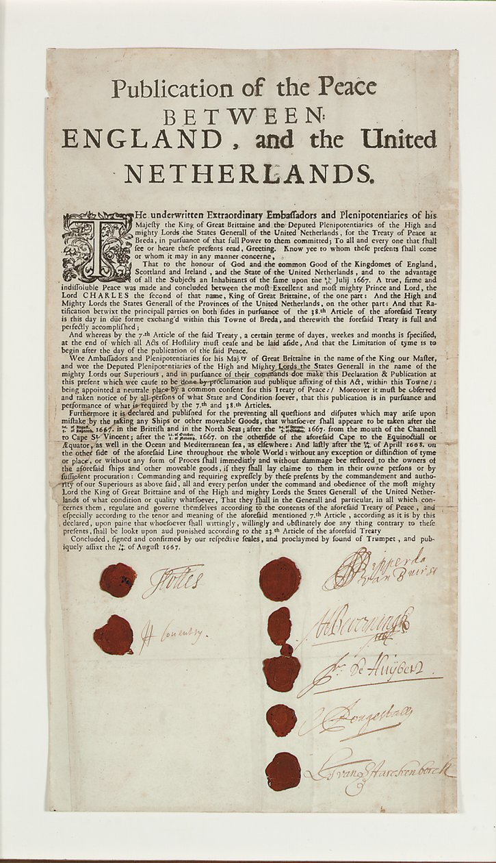 Treaty of Breda, 1667 by English School