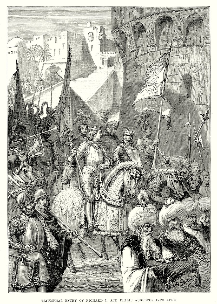 Triumphal Entry of Richard I and Philip Augustus into Acre (engraving) by English School