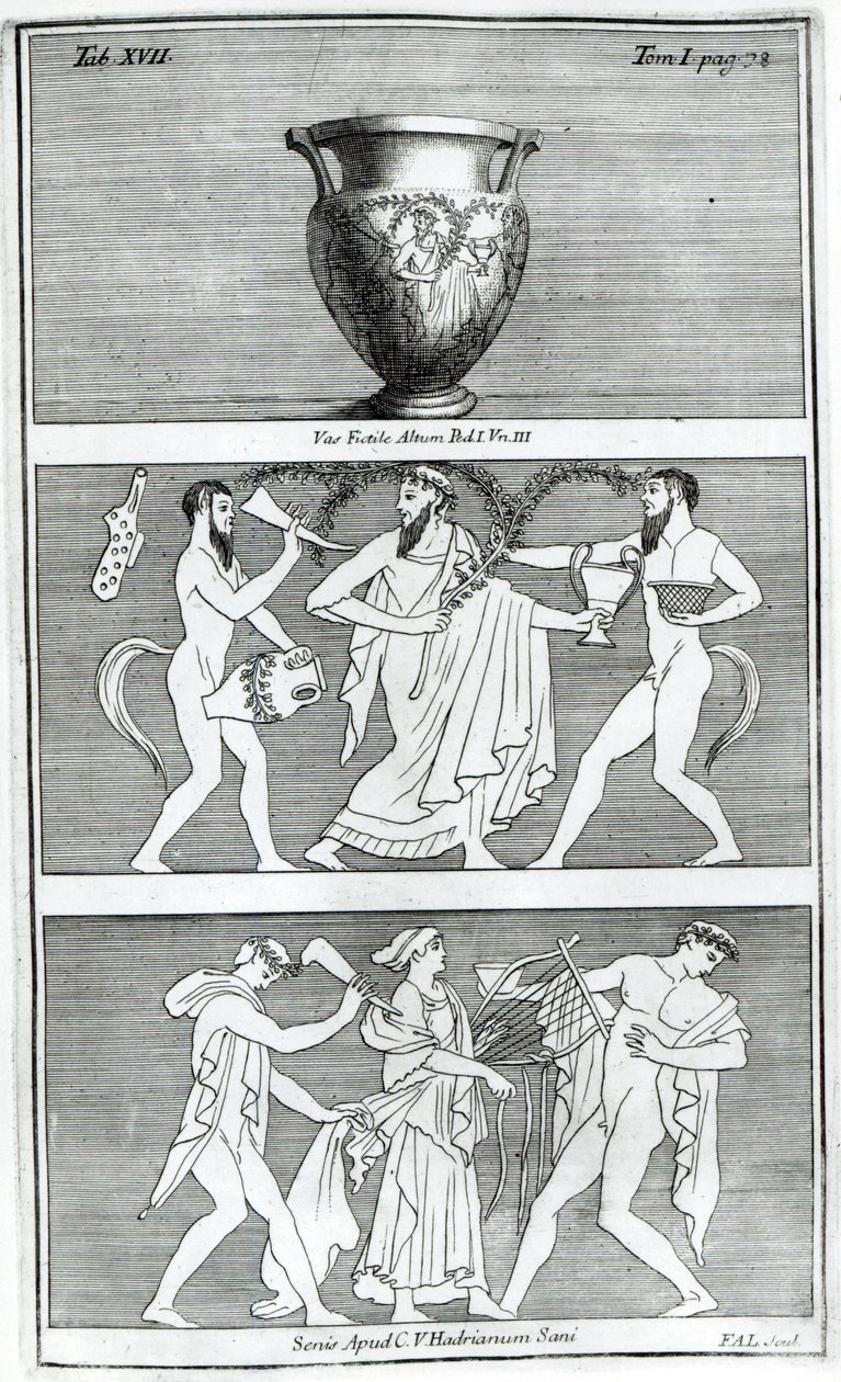 Two Scenes from an Etruscan Vase (engraving) by English School