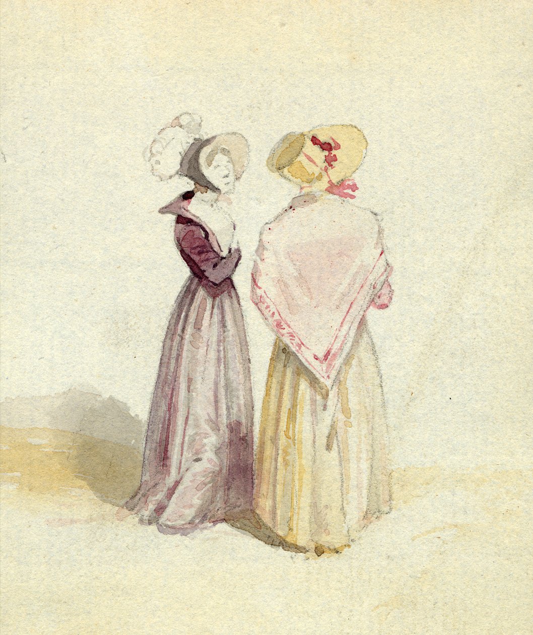 Two women in bonnets, c.1825 by English School
