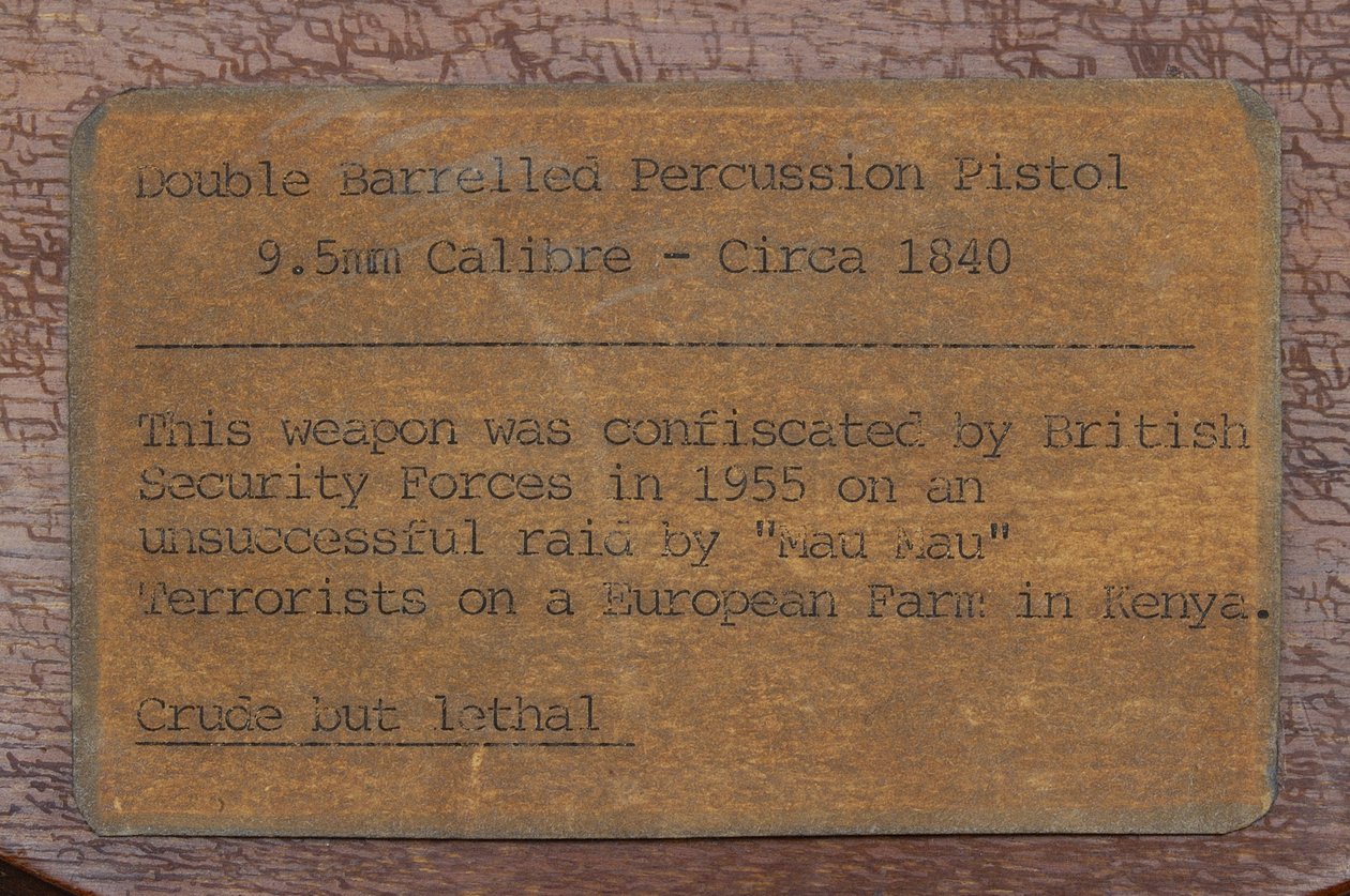Typed Label for a Double Barrelled Percussion Pistol by English School