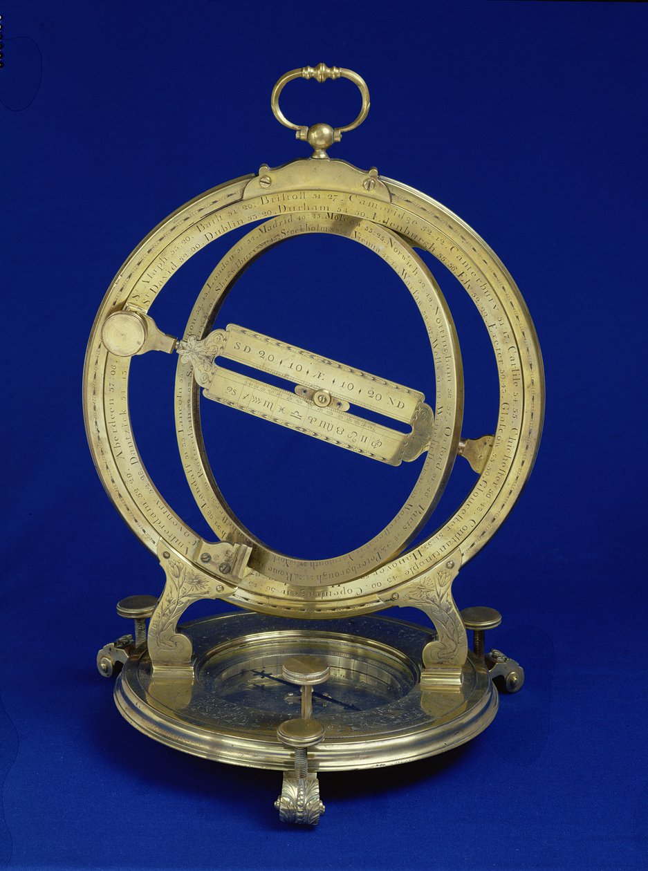 Universal Equinoctian Standing Ring Dial, probably made by Thomas Heath, c.1730 by English School