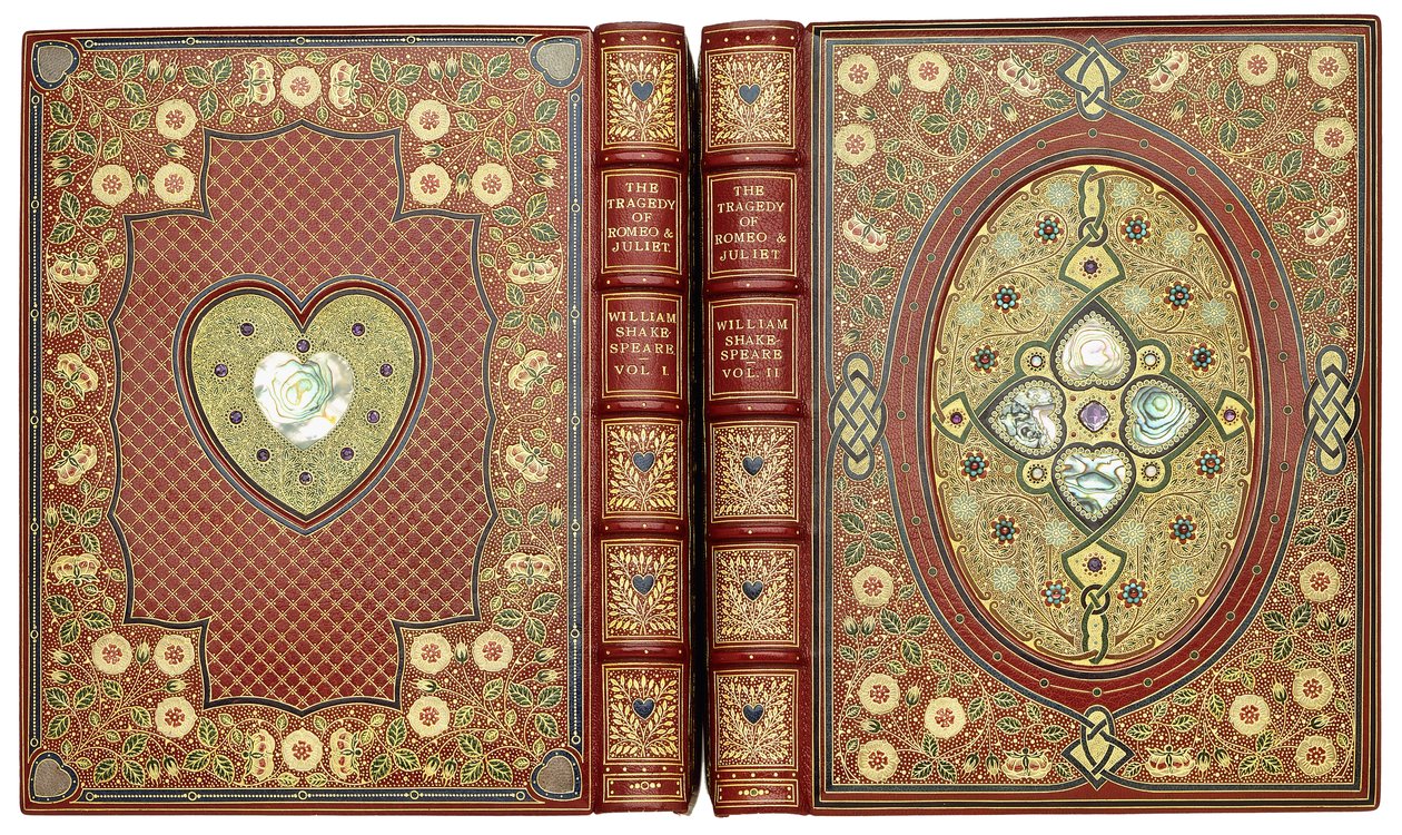 Upper and lower cover sets, with heart and floral designs, c.1920 by English School