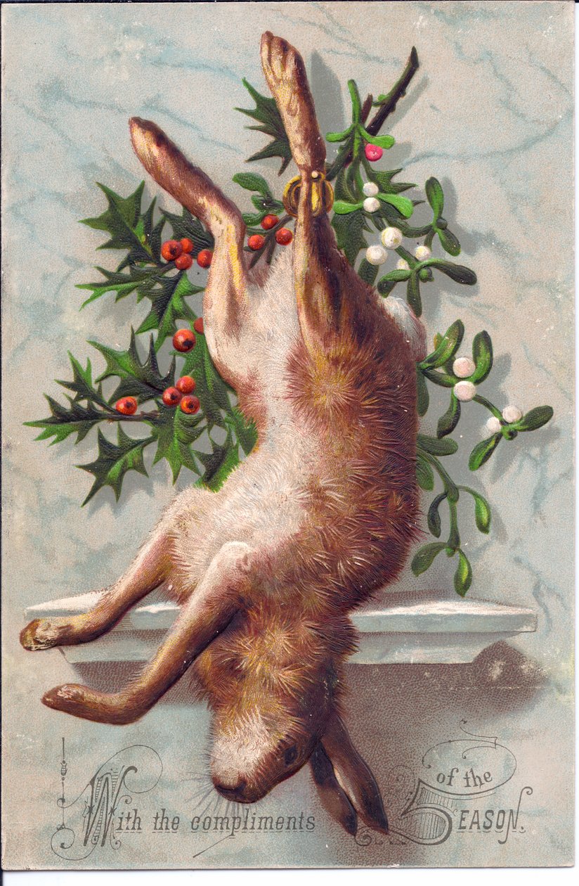 Victorian Greeting Card of a Dead Hare, c.1880 by English School