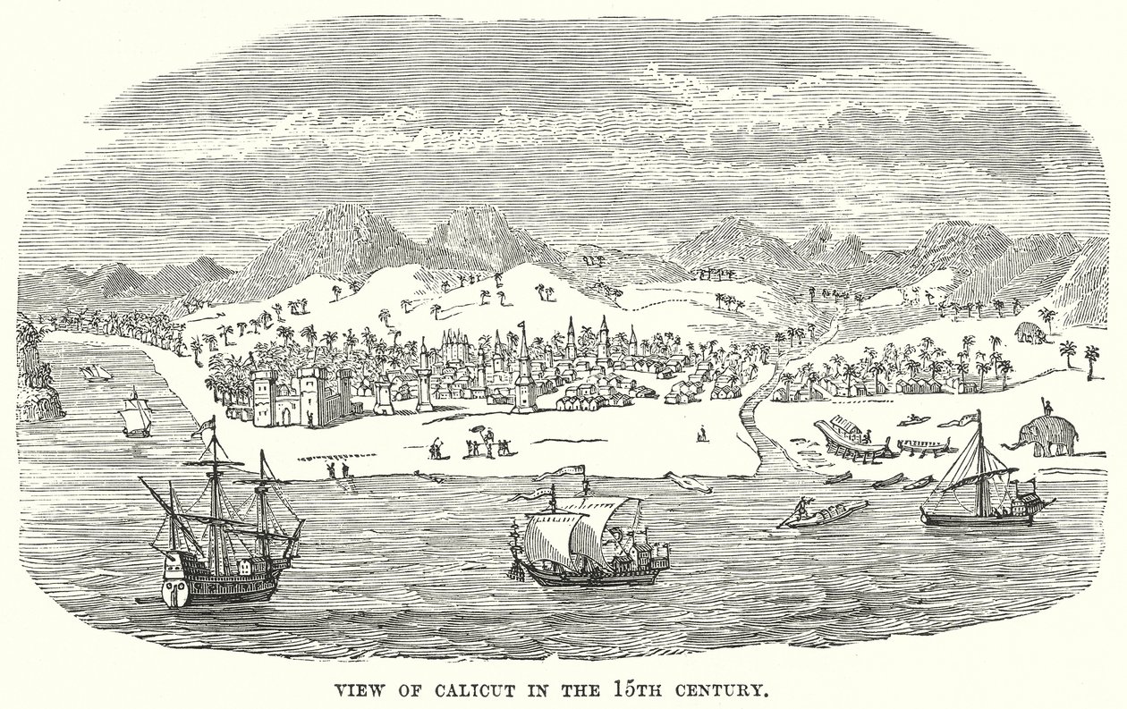 View of Calicut in the 15th Century by English School