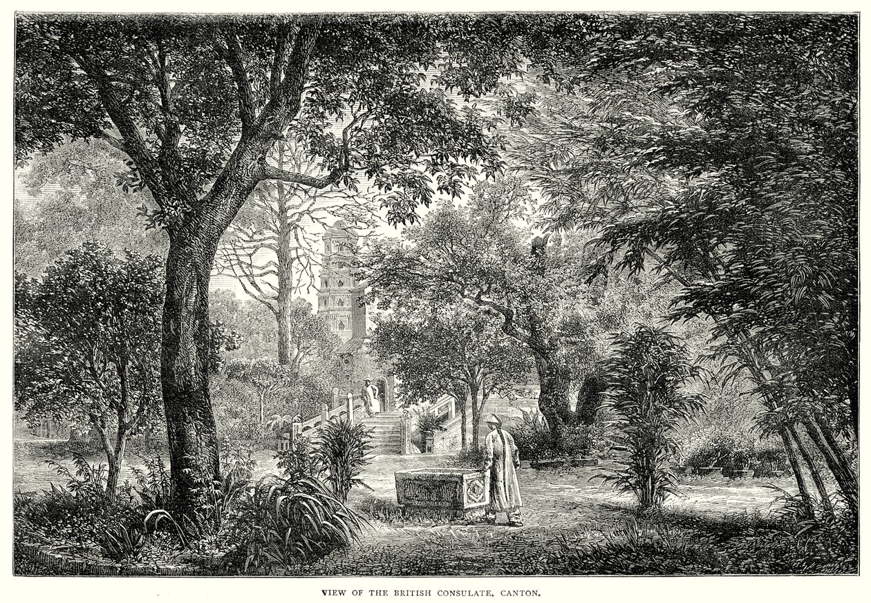 View of the British consulate, Canton by English School