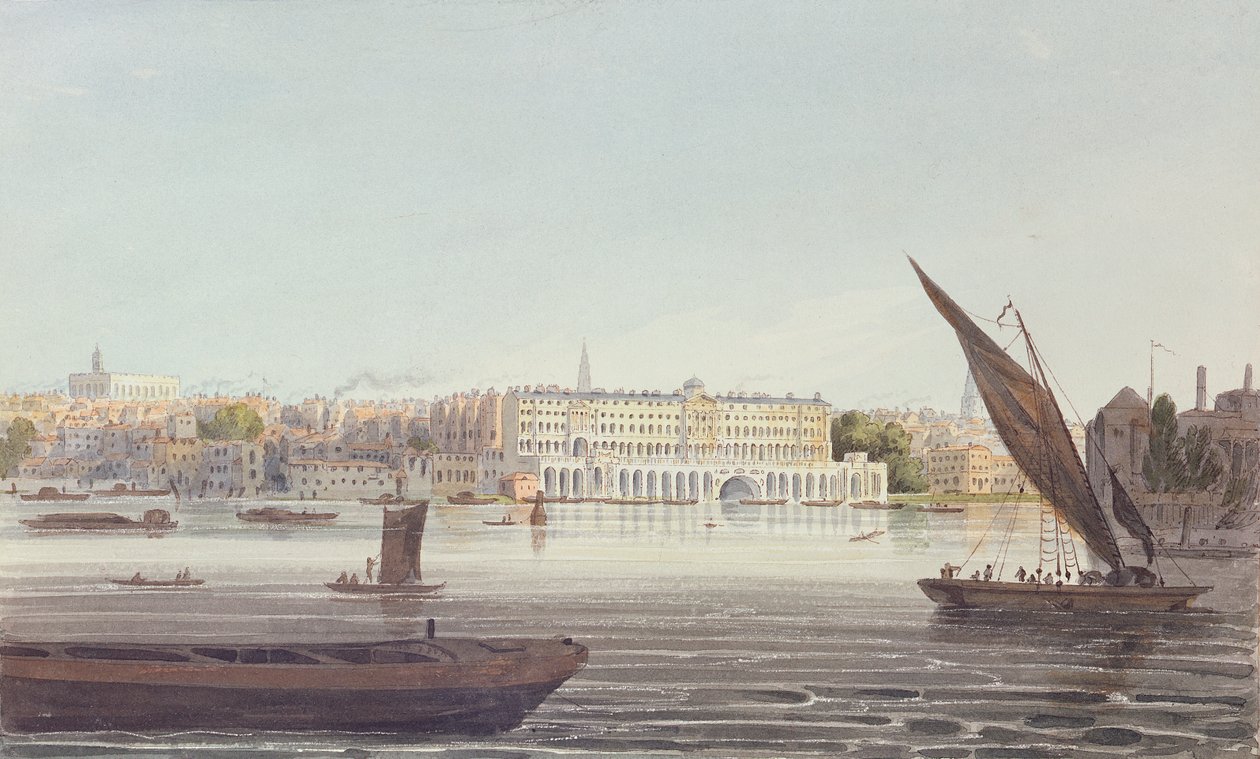 View of the River Front of New Somerset House, from Bankside by English School