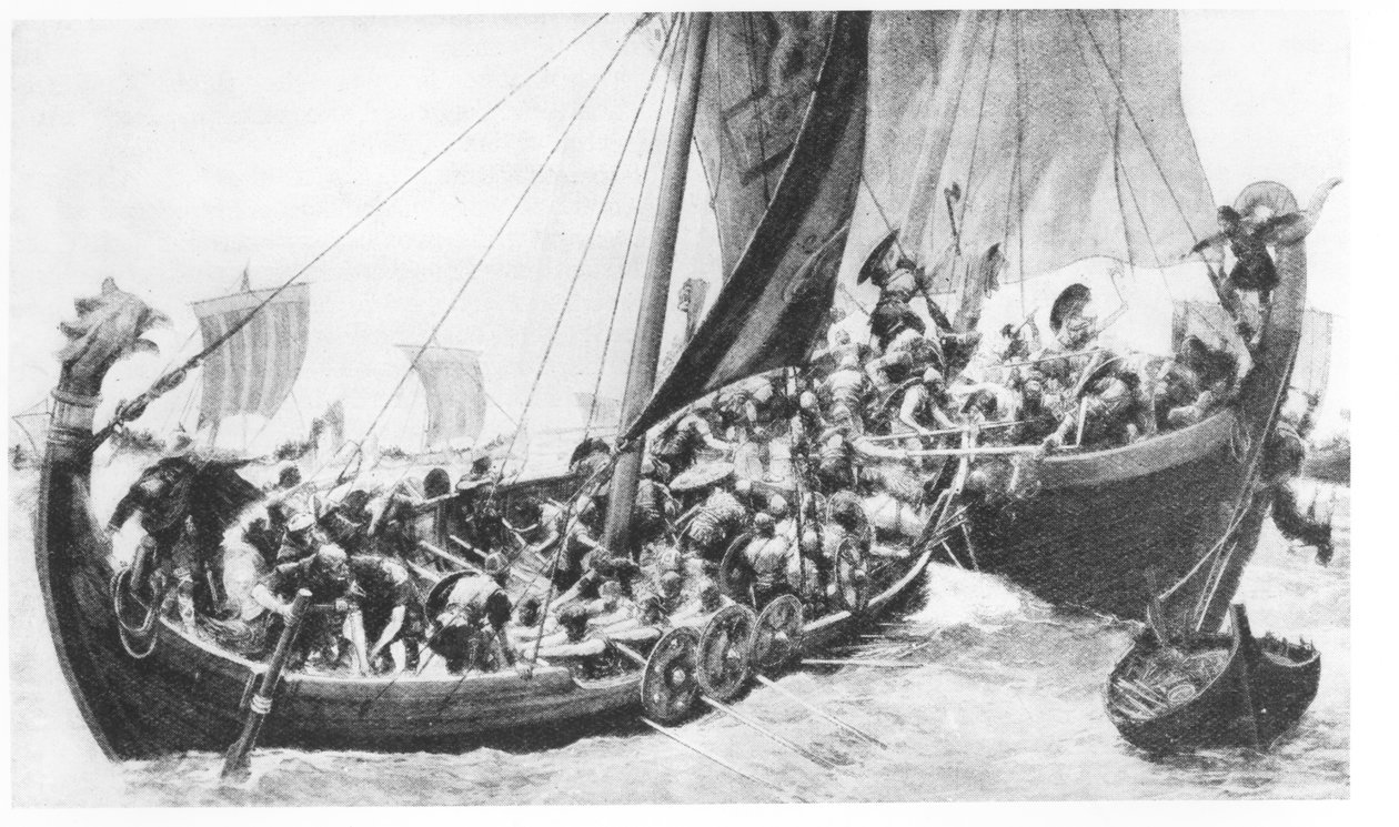 Viking Ships by English School