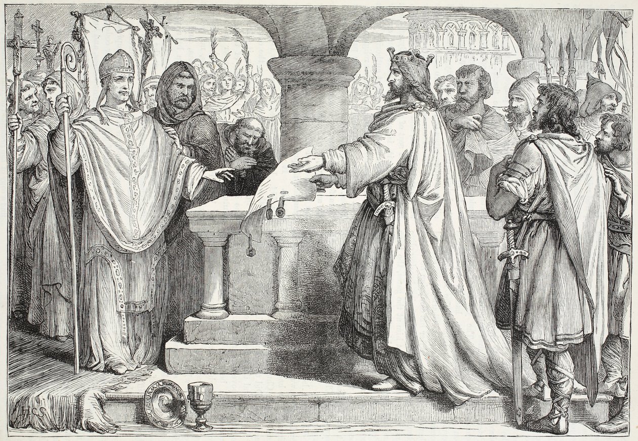 Visit of Charlemagne to the Pope, illustration from The History of Protestantism by James Aitken Wylie, 1878 by English School