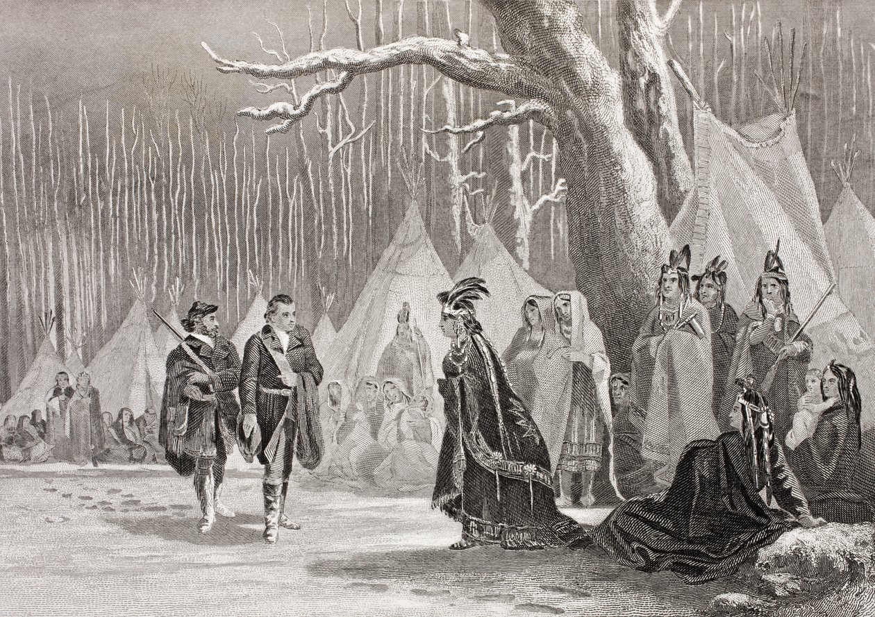 Washington and Gist visit the Indian Queen Alliquippa, from 