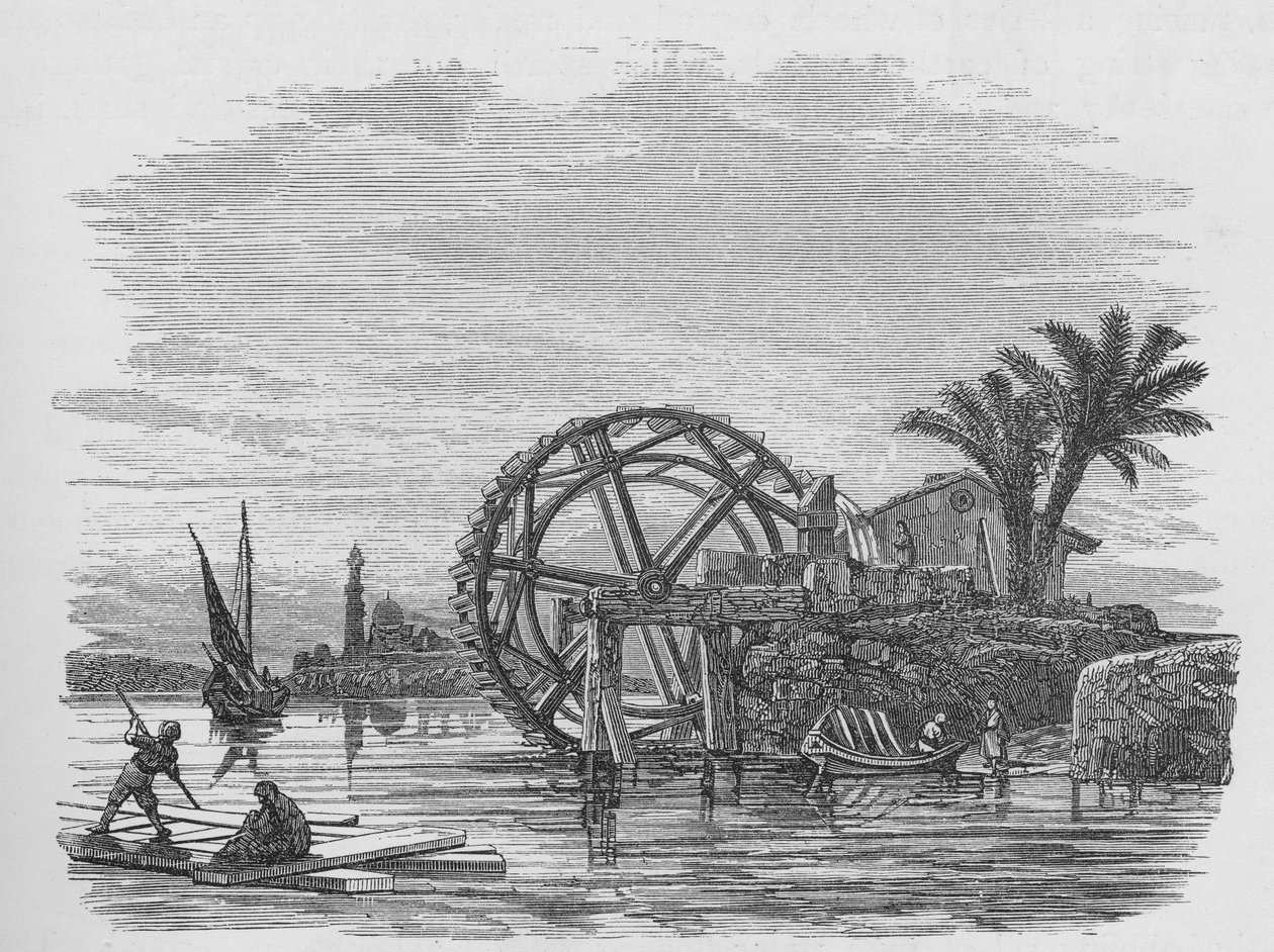 Water-wheel on the Nile by English School