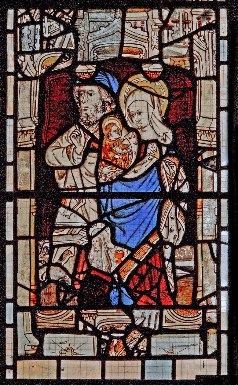 Window Ew depicting St Mary Salome, Zebedee with the Infant St John by English School