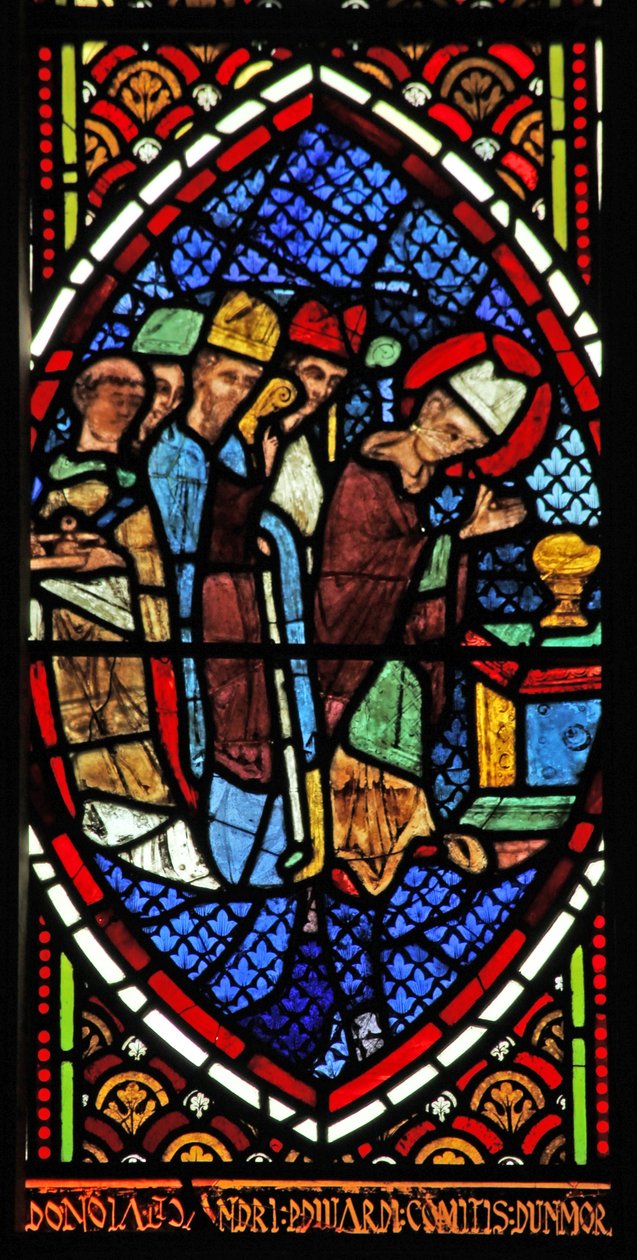 Window depicting a scene of the Mass by English School