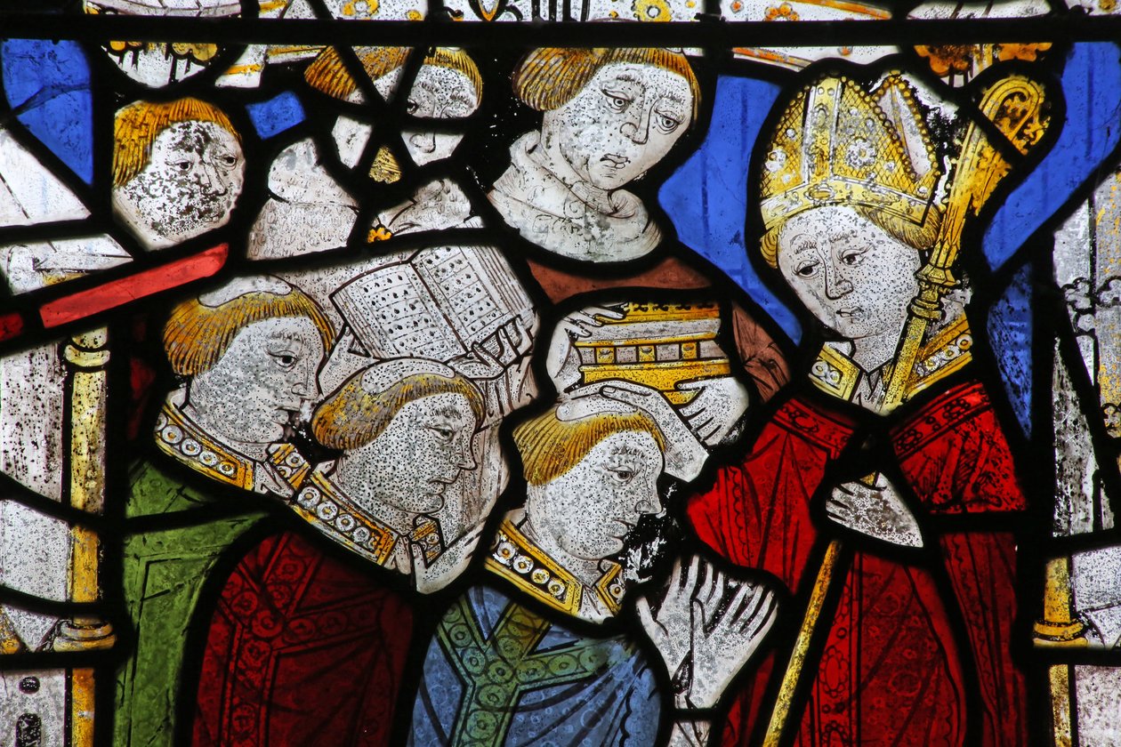 Window depicting the Seven Sacraments: Holy Orders by English School