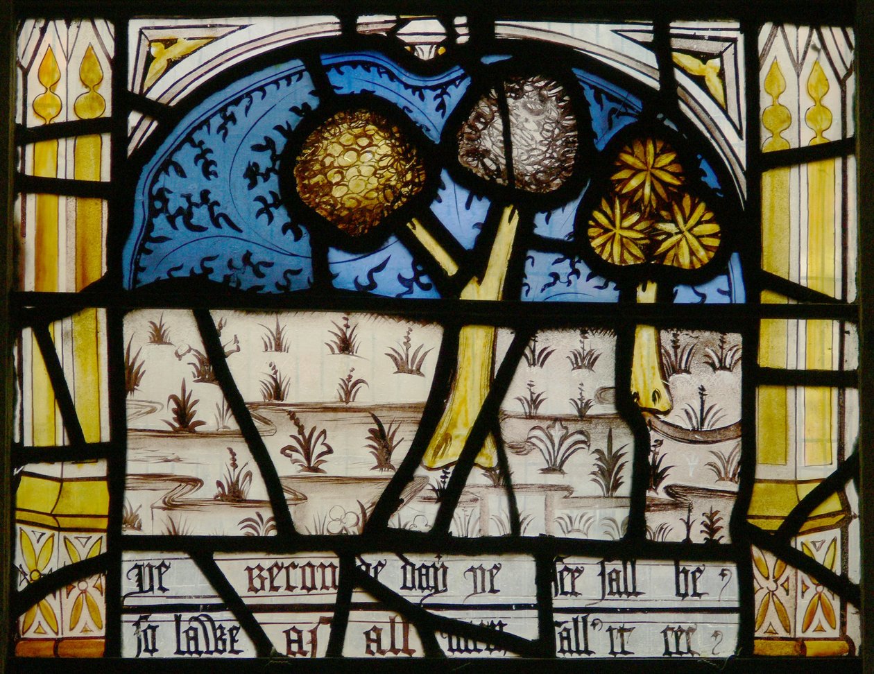 Window N3 depicting the Last Fifteen Days of the World (the Pryke of Conscience window): the sea falls by English School
