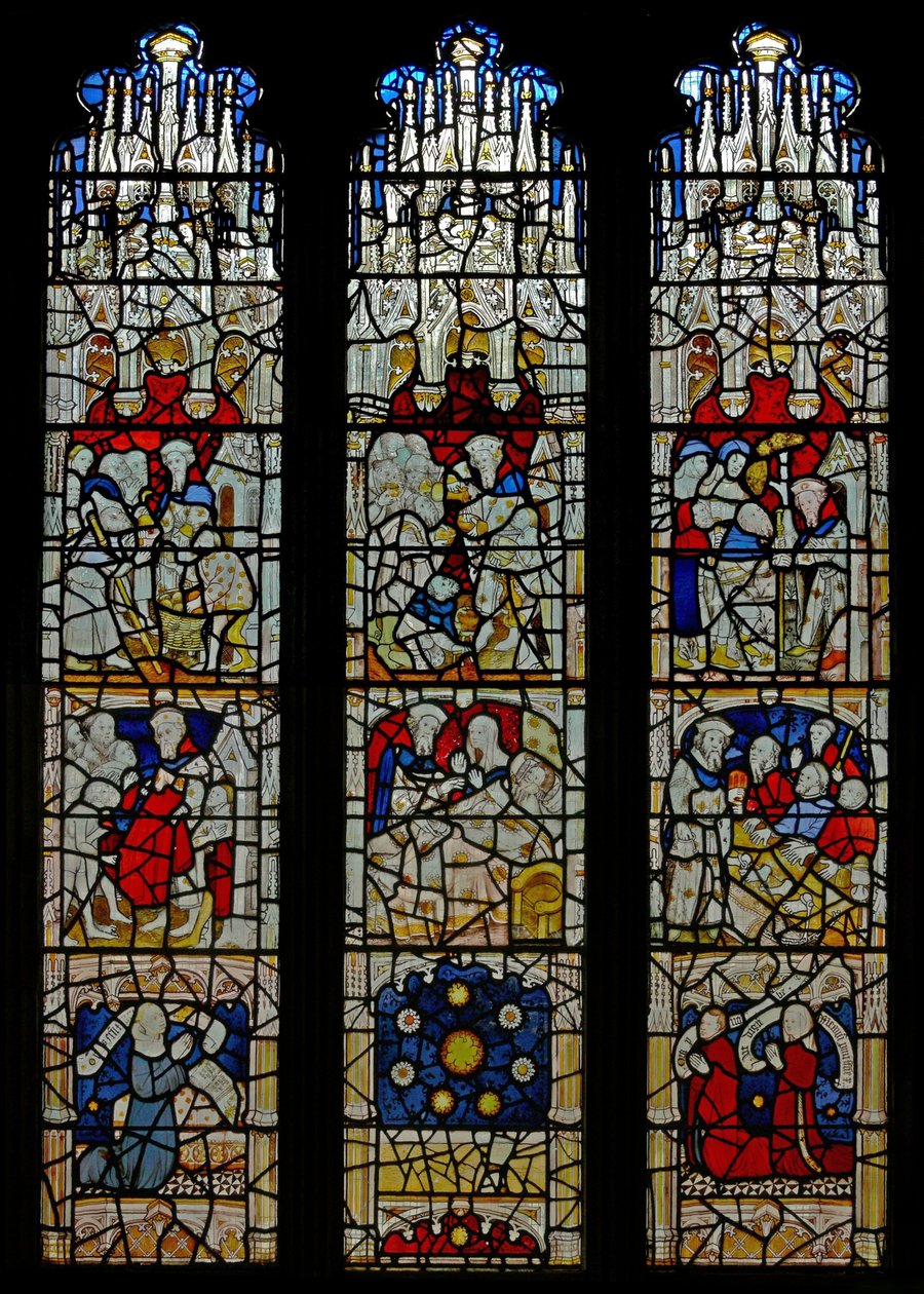 Window N4 depicting the Works of Mercy by English School