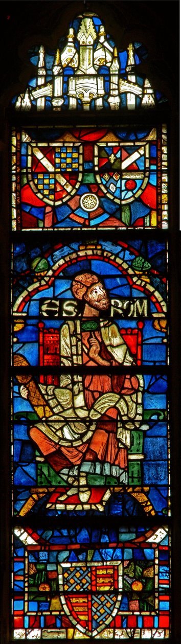 Window depicting a genealogical figure: Escrom by English School