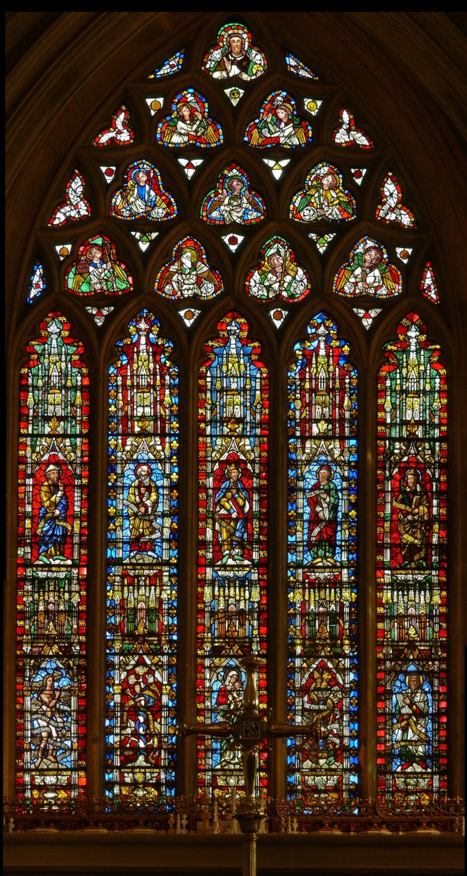 Window depicting Noah, Abraham, David, Isaiah and Malachi; Eve, the ...