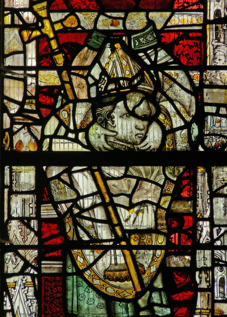 Window depicting St Denis carrying his head by English School