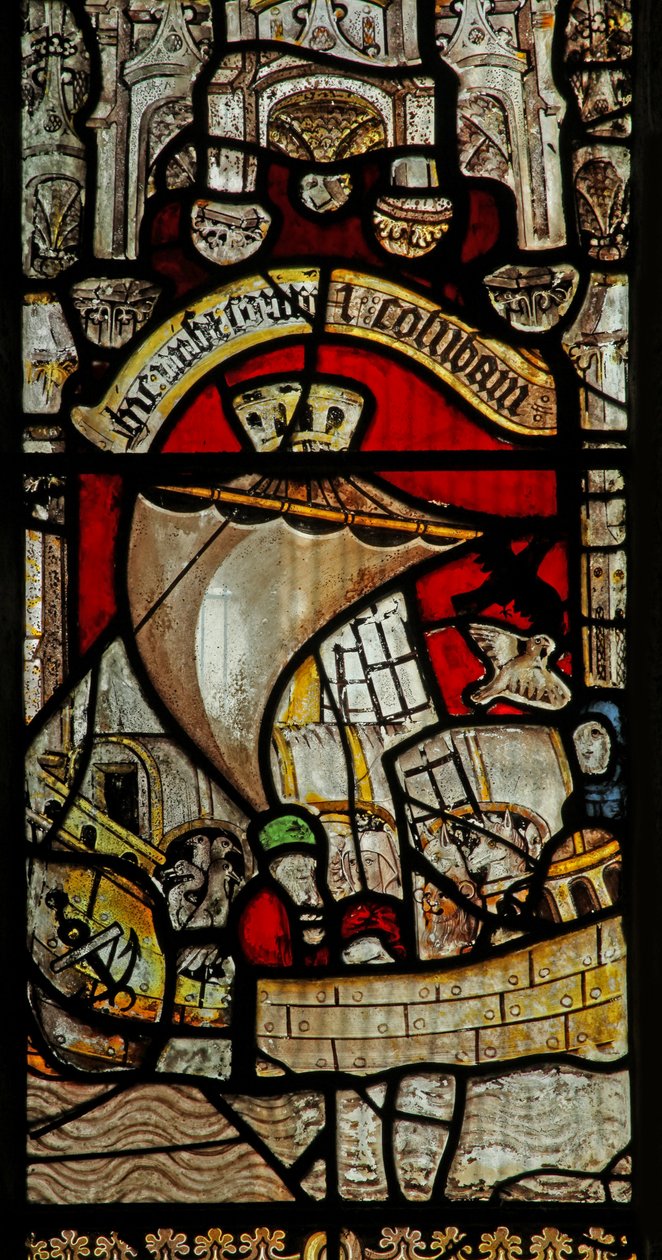 Window 2 depicting the Noah's Ark story: release of the dove