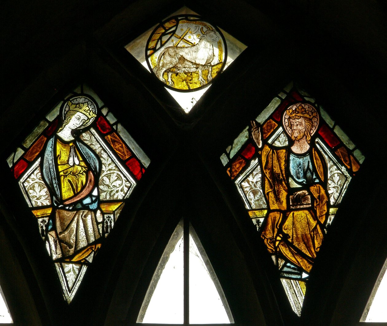 Bull (re St Luke?) and the Coronation of the Virgin by English School