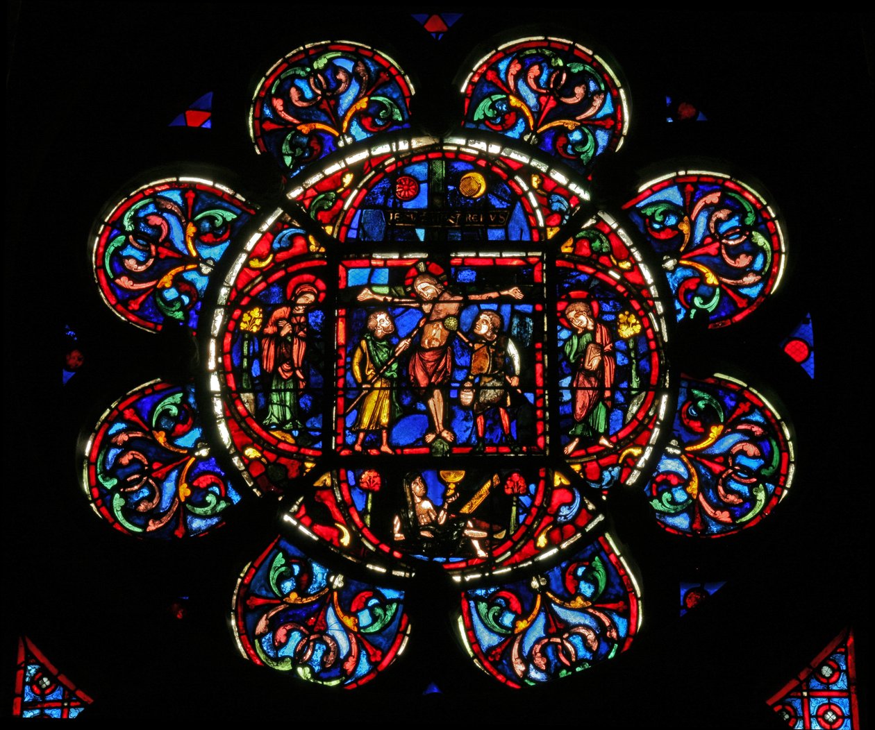 Crucifixion with Mary and John and Soldiers with a Spear and the Sponge of Vinegar (Window W0) by English School