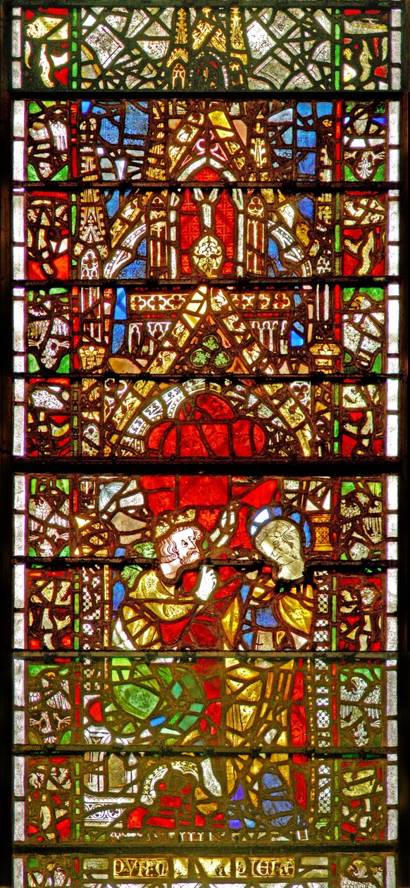Window w42 depicting a scene from the life of St Catherine: she pleads with the Emperor by English School