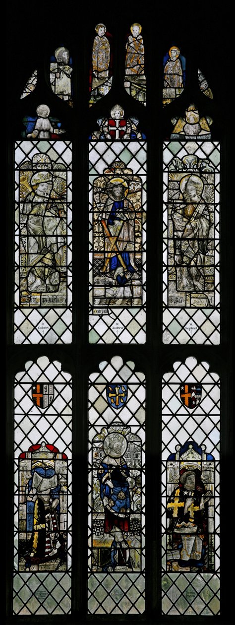 Window depicting the east end of north aisle by English School