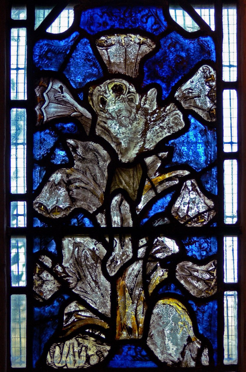 Window depicting the Lily Crucifixion: a fusion of the lily (symbol of the Annunciation) with the Crucifixion by English School