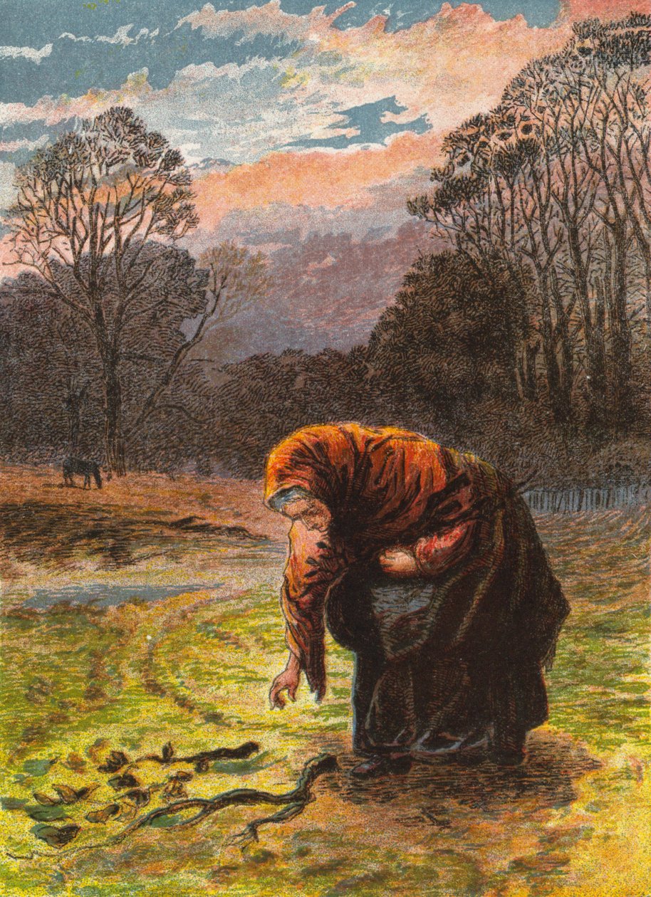 Woman collecting firewood by English School