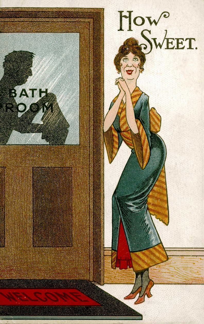 Woman Watching a Man in the Bathroom by English School