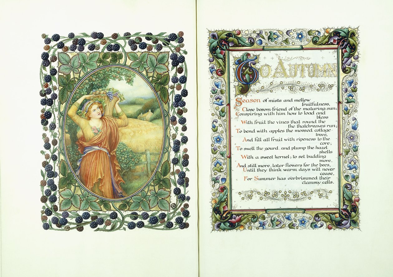 Woman with the Harvest Basket and Illuminated Manuscript with Verses from 