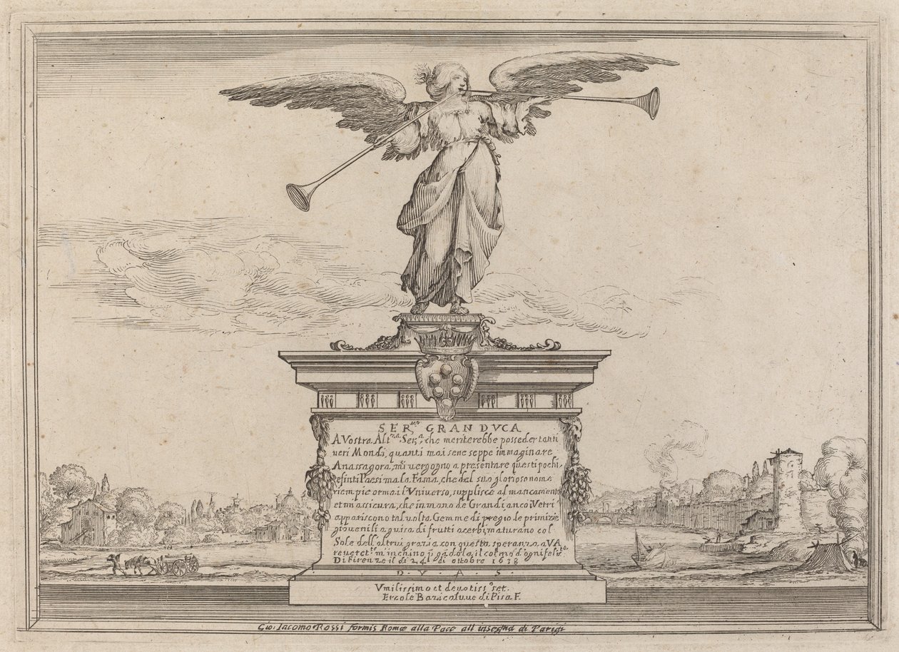 Dedication Page with Statue of Fama by Ercole Bazicaluva
