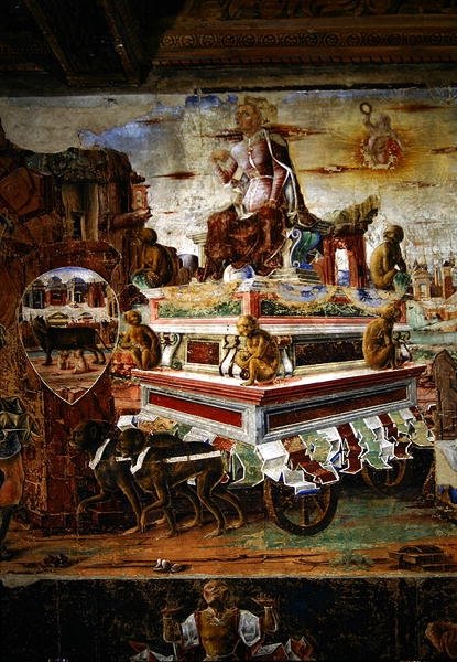 The Chariot of Maia (detail), from September: The Triumph of Vulcan, from the Room of the Months, 1467-70 by Ercole de Roberti