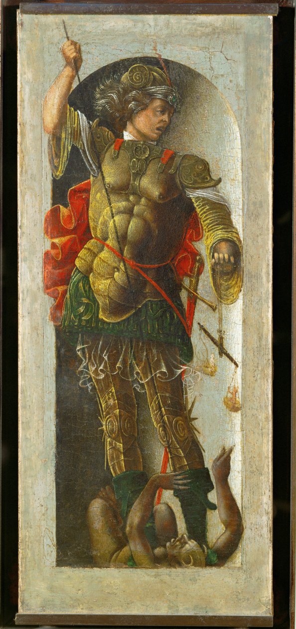 Saint Michael, column from an altar for Saint Vincent Ferrier, painted for Bologna by Francesco Cossa by Ercole de Roberti
