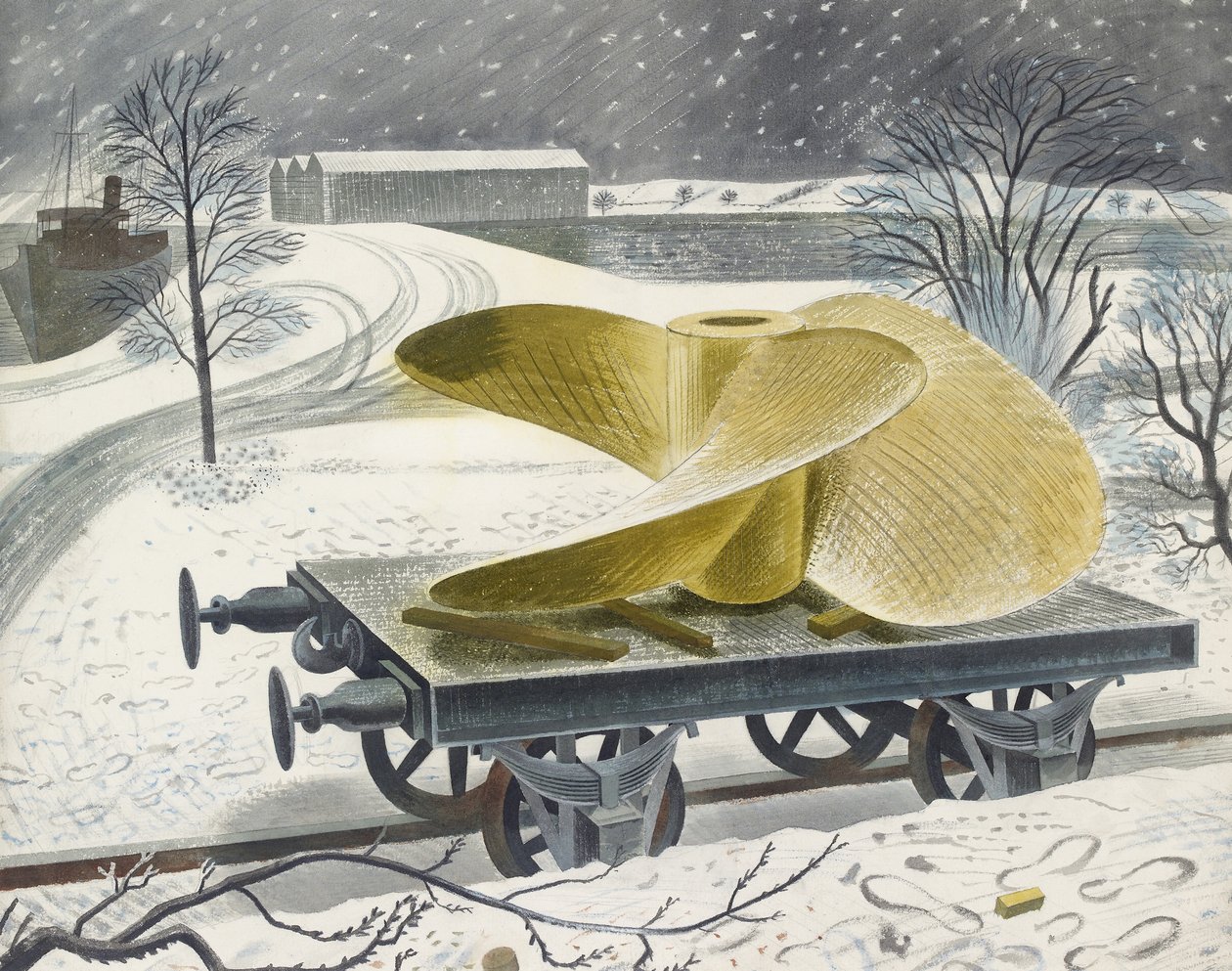Ship's Screw on a Railway Truck by Eric Ravilious