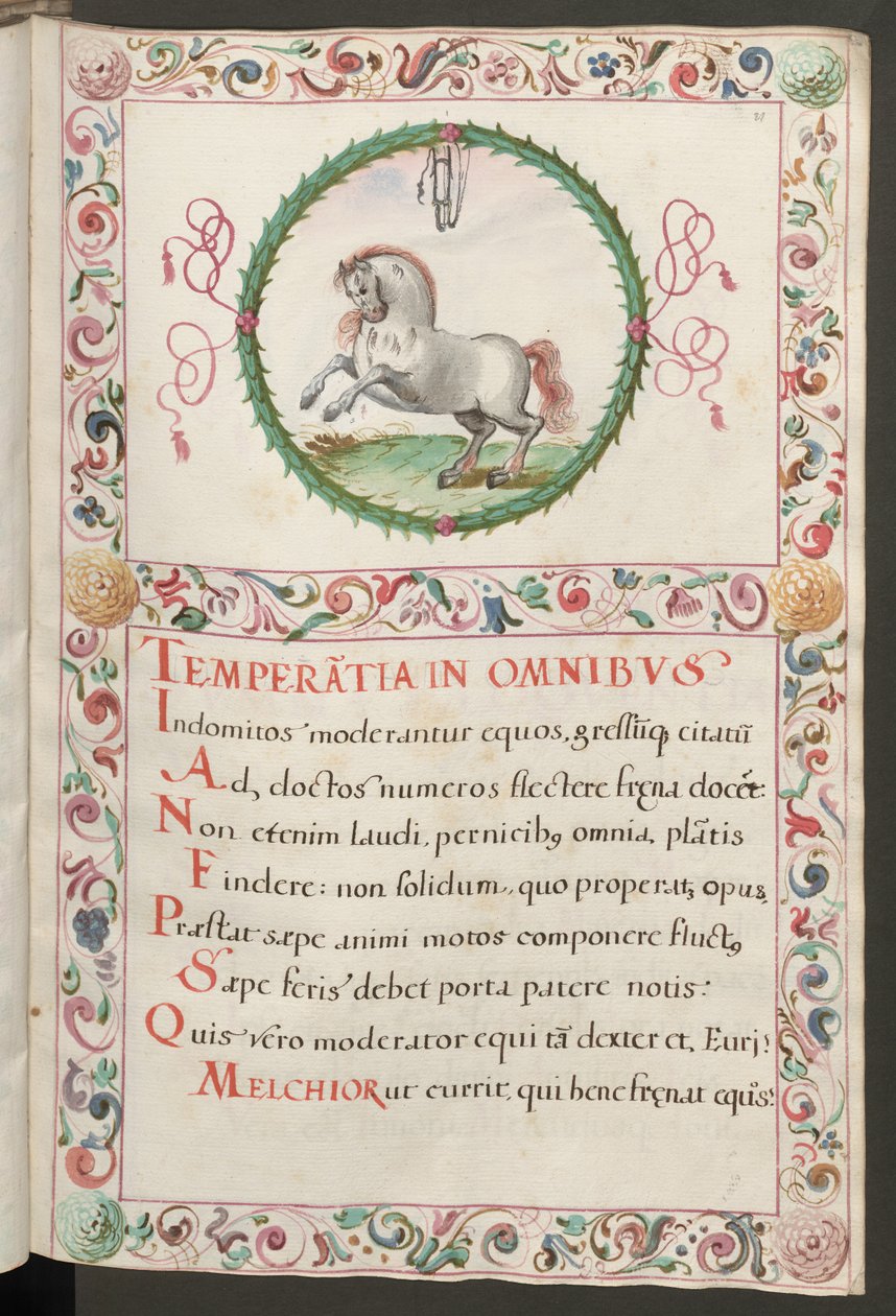 Full page: text with figural medallion and decorative frame by Erich Lessing