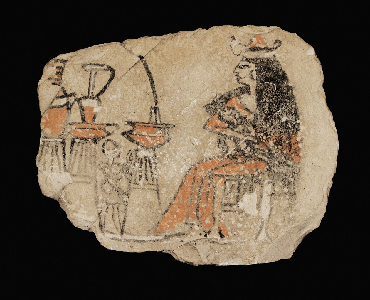 Lady nursing a baby; opposite: offerings and a servant by Erich Lessing