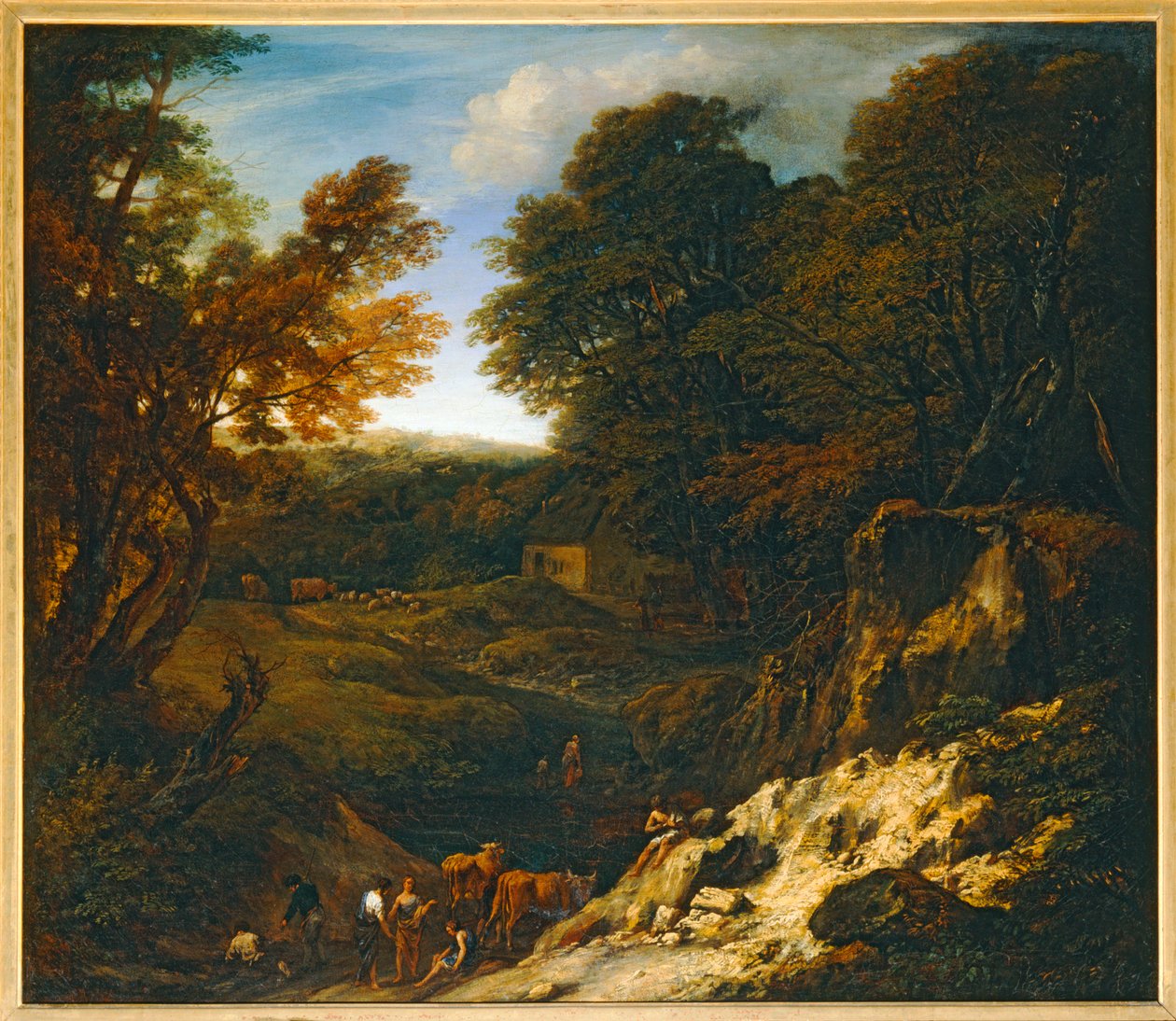 Landscape with Shepherd and Herds on a Pond by Erich Lessing
