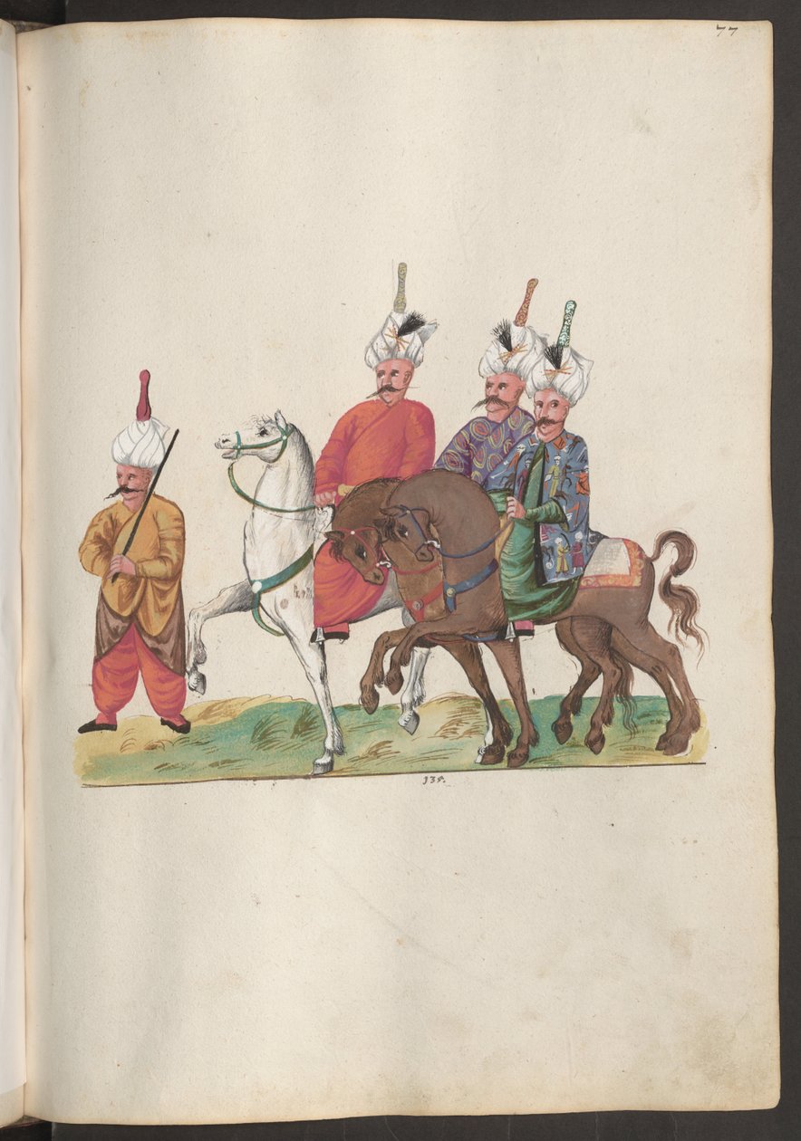 Personnel of the Persian Embassy: Three High-Ranking Persians on Horseback with a Companion by Erich Lessing