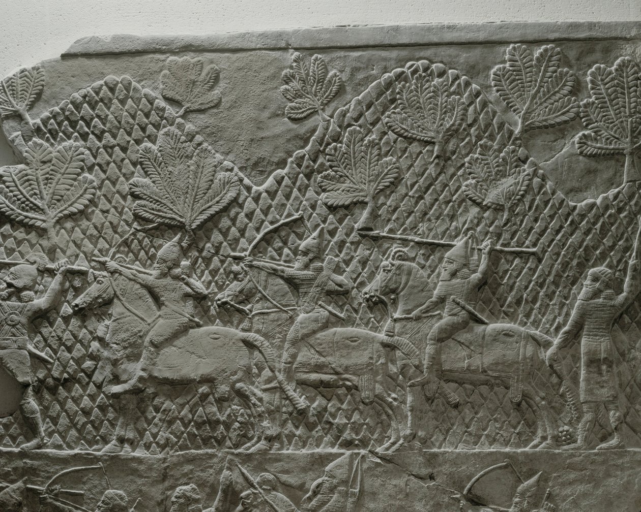 The Assyrian army of King Ashurbanipal in battle during the campaign against Elam by Erich Lessing